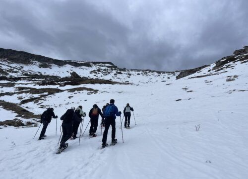 Raquetada de nieve nocturna por Alto Campoo un buen plan para disfrutar entre amigos con ganas de aventura