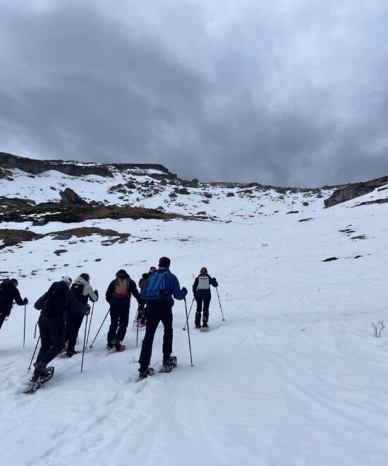 Raquetada de nieve nocturna por Alto Campoo un buen plan para disfrutar entre amigos con ganas de aventura
